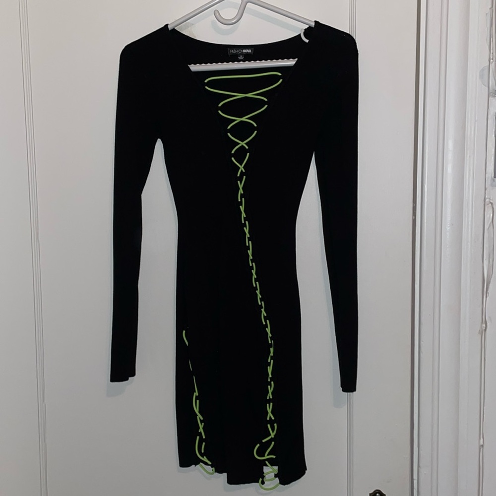Black neon lace dresses